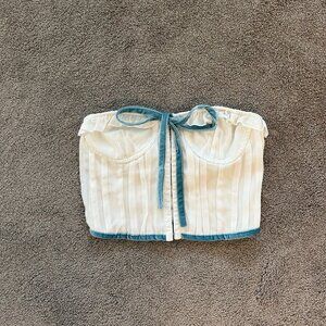 White Corset with Blue Bow - PacSun